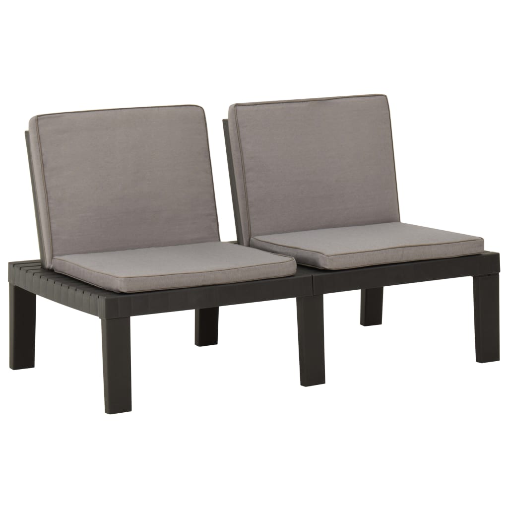 Set Divani da Giardino con Cuscini 6 pz in Plastica Grigio